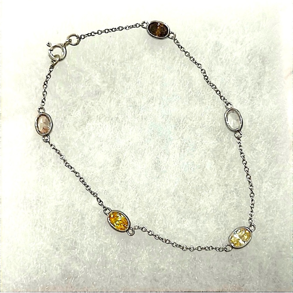 Rhodium / Sterling Silver Quartz Bracelet
